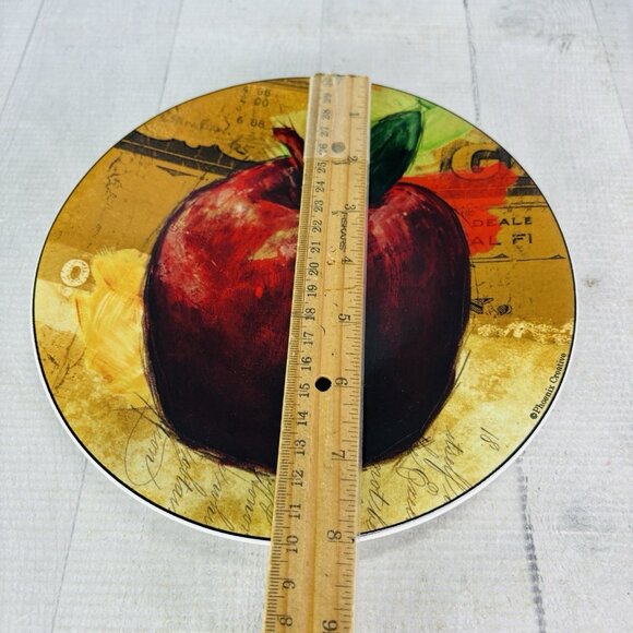 Pier 1 Phoenix Creative FRUIT CRATE Apple Pear Stoneware Salad Plates Set of 2 - Picture 7 of 11